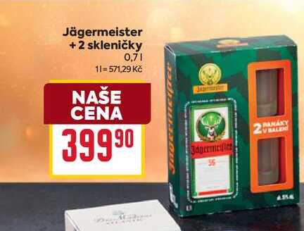Jägermeister + 2 skleničky 0,7l