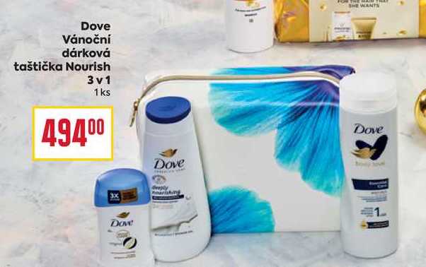 Dove Vánoční dárková taštička Nourish 3v1 1ks