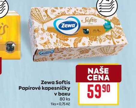 Zewa Softis Papírové kapesníčky v boxu 80 ks 