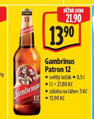   Gambrinus Patron 12  0,5 l v akci