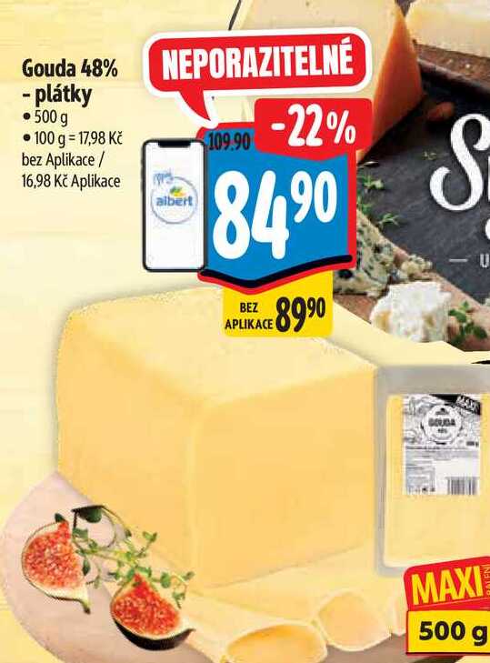 Gouda 48% - plátky 500 g  