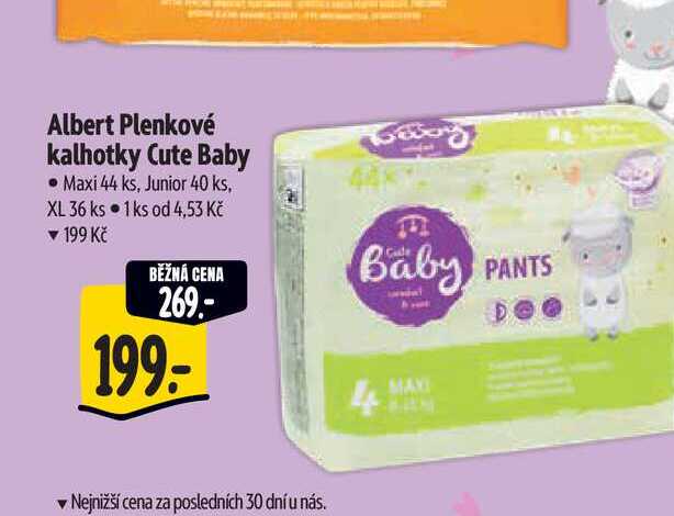 Albert Plenkové kalhotky Cute Baby Maxi 44 ks, Junior 40 ks, XL 36 ks 