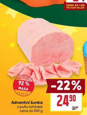 Adventní šunka z pultu lahůdek cena za 100 g 