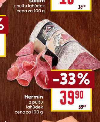 Hermín z pultu lahůdek cena za 100 g 