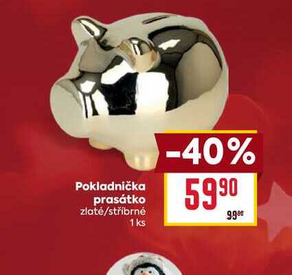 Pokladnička prasátko zlaté/stříbrné 1 ks