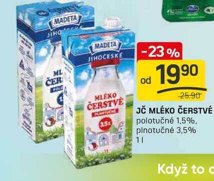 JČ MLÉKO ČERSTVÉ polotučné 1,5% 1l