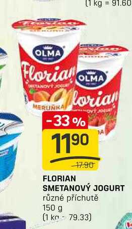 FLORIAN SMETANOVÝ JOGURT různé příchutě 150 g 