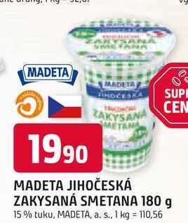 MADETA JIHOČESKÁ ZAKYSANÁ SMETANA 180 g 15% tuku