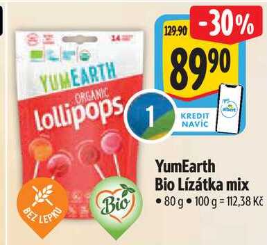 YumEarth Bio Lízátka mix, 80 g 