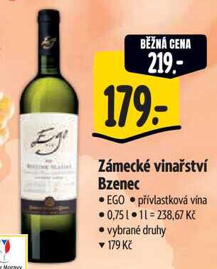 Zámecké vinařství Bzenec EGO, 0,75 l