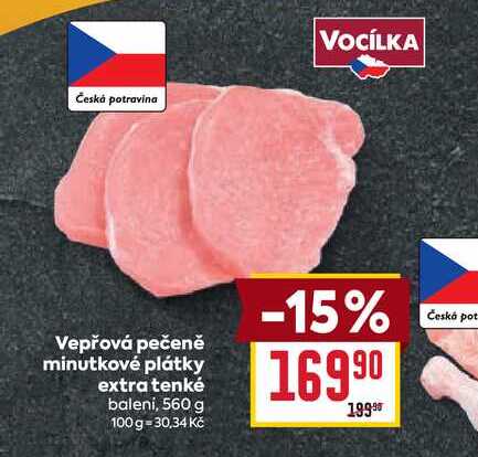 Vepřová pečeně minutkové plátky extra tenké balení, 560 g