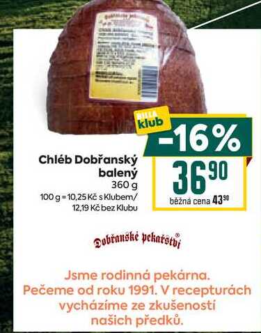 Chléb Dobřanský balený 360 g 