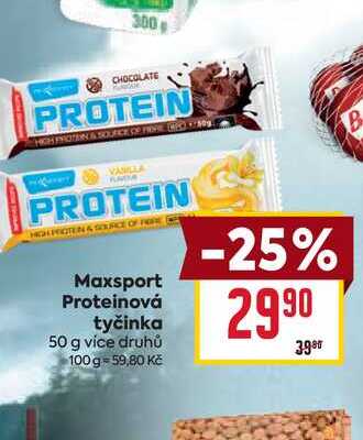 MaxSport Proteinová tyčinka 50g, vybrané druhy