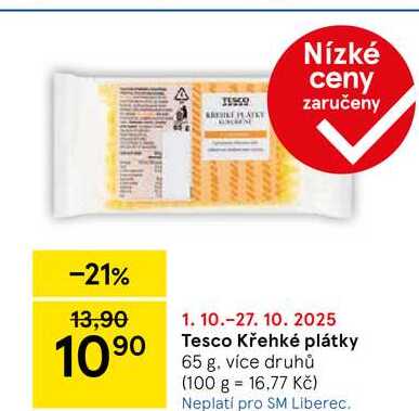 Tesco Křehké plátky, 65 g, více druhů 
