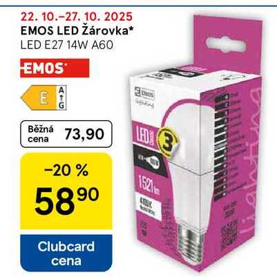 EMOS LED Žárovka, LED E27 14W A60 