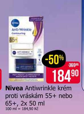 Nivea Antiwrinkle krém proti vráskám 55+ nebo 65+, 2x 50 ml 
