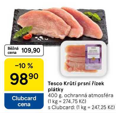 Tesco Krůtí prsní řízek plátky, 400 g