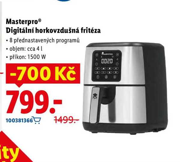 Masterpro Digitální horkovzdušná fritéza