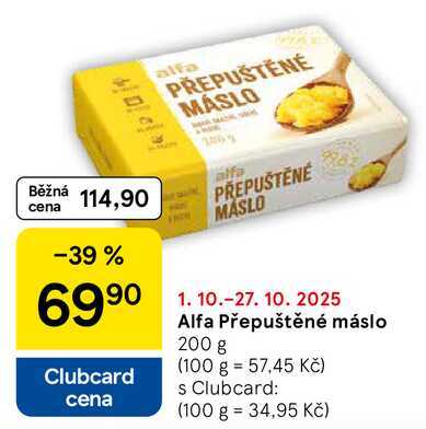 Alfa Přepuštěné máslo, 200 g 
