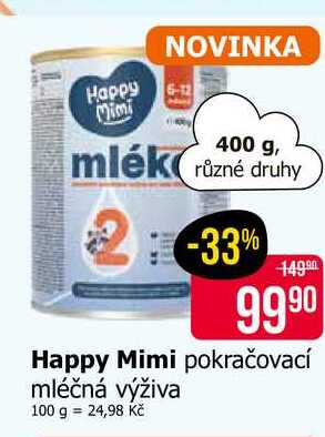 Happy Mimi pokračovací mléčná výživa 400 g