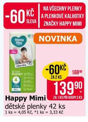 Happy Mimi dětské plenky 42 ks