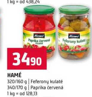 Hamé feferony kulaté 320g