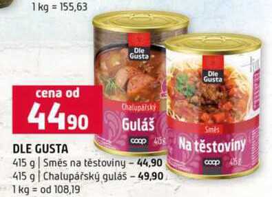 Dle gusta 415g, směs na těstoviny, chalupářský guláš