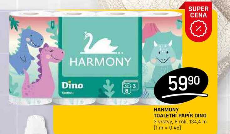 HARMONY TOALETNÍ PAPÍR DINO 3 vrstvý, 8 rolí