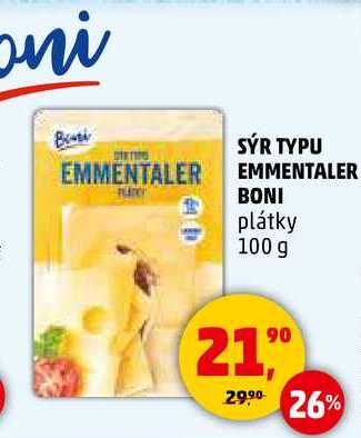SÝR TYPU EMMENTALER BONI, 100 g 