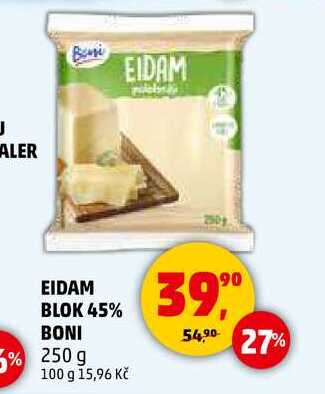 EIDAM BLOK 45% BONI, 250 g 