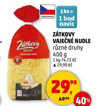 ZÁTKOVY VAJEČNÉ NUDLE, 400 g 