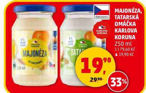 MAJONÉZA, TATARSKÁ OMÁČKA KARLOVA KORUNA, 250 ml