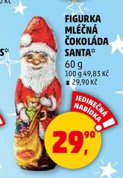 FIGURKA MLÉČNÁ ČOKOLÁDA SANTA, 60 g