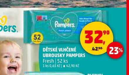 DĚTSKÉ VLHČENÉ UBROUSKY PAMPERS Fresh, 52 ks