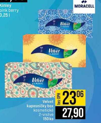 Velvet kapesničky box 150 ks