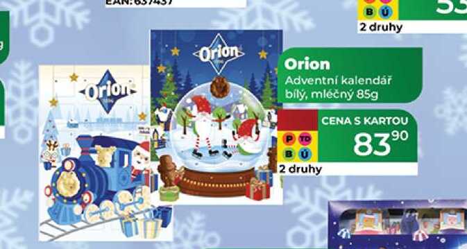 Orion Adventní kalendář bílý, mléčný 85g