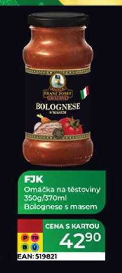 FJK Omáčka na těstoviny 350g/370ml Bolognese s masem