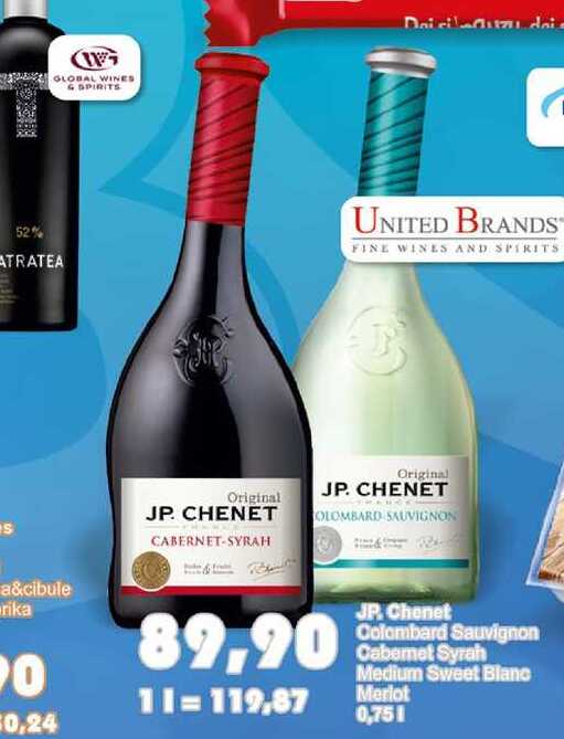 JP Chenet Colombard Sauvignon Cabemet Syrah Medium Sweet Blanc Merlot 0,75l