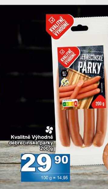 Kvalitně Výhodně debrecínské parky 200 g