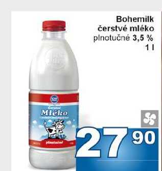 Bohemilk čerstvé mléko plnotučné 3,5% 1l