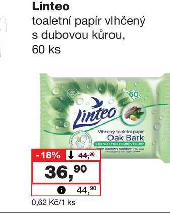 Linteo toaletní papír vlhčený s dubovou kůrou, 60 ks