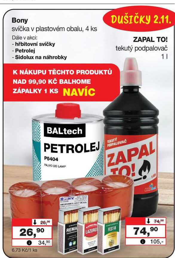 Bony svíčka v plastovém obalu, 4 ks