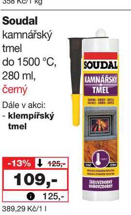 Soudal kamnářský tmel do 1500 °C, SOUDAL 280 ml