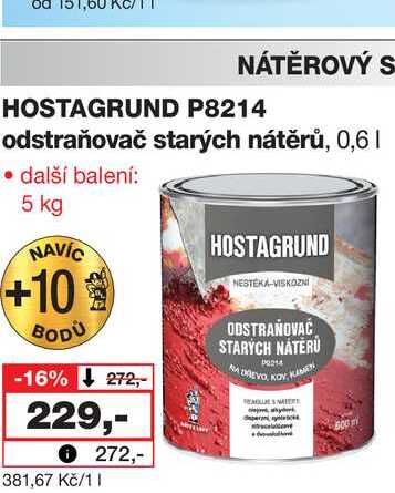 HOSTAGRUND P8214 odstraňovač starých nátěrů, 0,6l