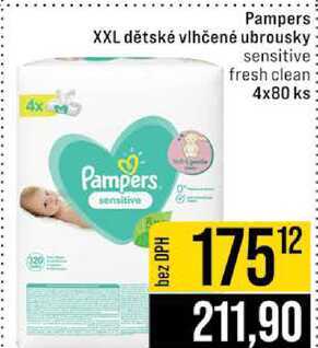 Pampers XXL dětské vlhčené ubrousky 4x80 ks