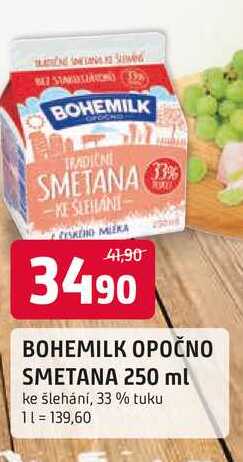 BOHEMILK OPOČNO SMETANA 250 ml ke šlehání, 33% tuku