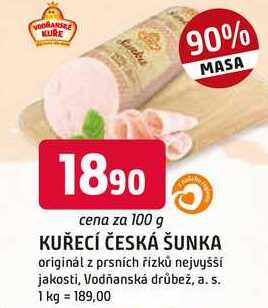 KUŘECÍ ČESKÁ ŠUNKA 100g