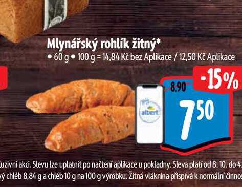 Mlynářský rohlík žitný 60 g