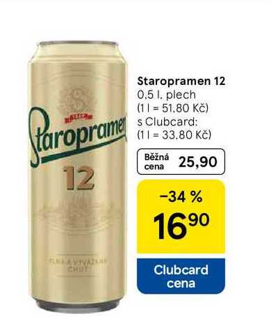 Staropramen 12, 0,5 l, plech