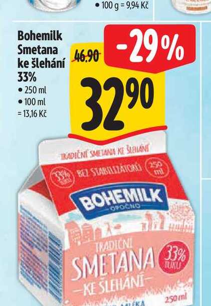 Bohemilk Smetana ke šlehání 33% 250 ml